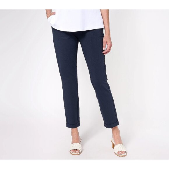 Susan Graver Pants - NWOT Susan Graver Weekend Premium Stretch Slim-Leg Cuffed Ankle Pants Sz 1X Navy